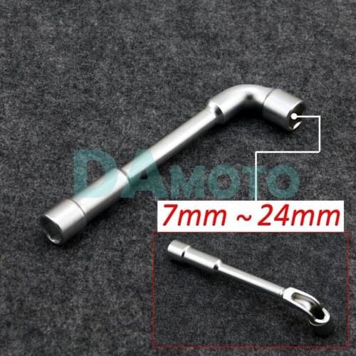 7mm-24mm Carbon Steel L Shaped Double End Hexagon Socket Spanner Wrench Repair Tool Type Pipe Perforation Outer Hexagon Sleeves