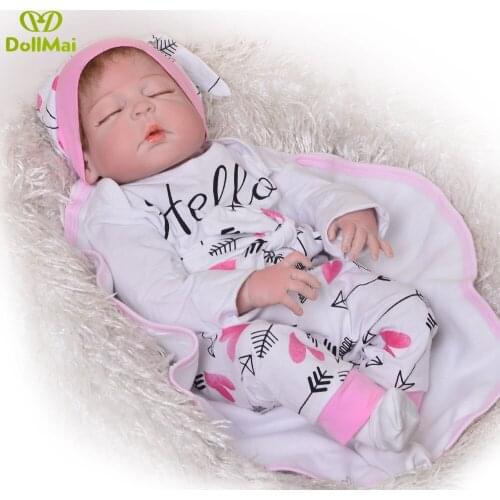 55cm Full Body Silicone Reborn Girl Baby Doll Toys Lifelike baby new born Doll Child Birthday Christmas bebes reborn menina