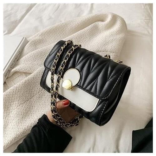 Crossbody Bag Designer Handbag Shoulder Bag Female Backpack Women Chain Simple Fashion 2021 New PU Leather Contrast Color Stripe