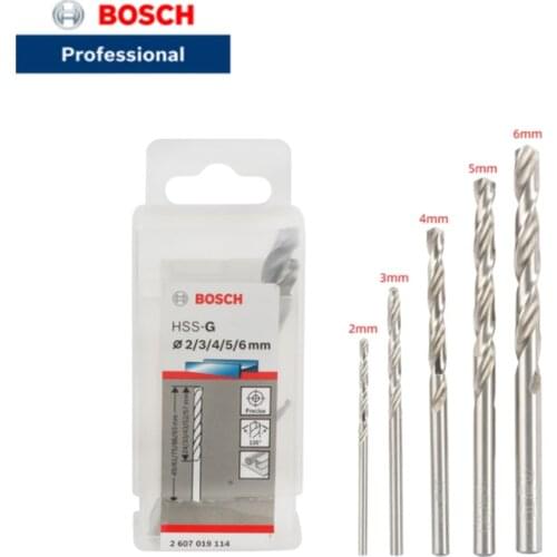 BOSCH Drill Bits 5 HSS-G Twist Straight Twist Drill Bits High Speed Steel Wood Metal Drilling 2/3/4/5/6 mm Drill Bits DIN 338