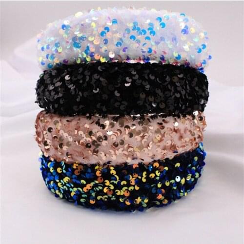 Spring And Summer New Exquisite Sequins Headband Flannel Cross Korean High-end Headband Hair Accessories
