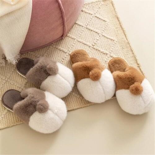 Winter Womens/Men Home Shoes Indoor warm Furry Slippers Cute Cartoon Cotton Slides Ladies Couples Flip Flops Male Plush Shoes