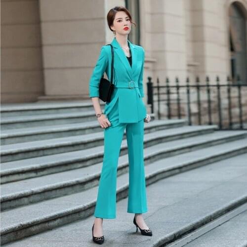 2pcs Tweed Dress Suit Set Women Lady Office Business Formal Wear Long Blazer Top Wide Leg Pants