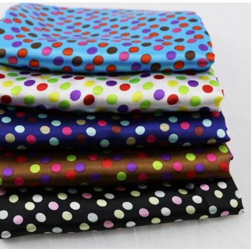 Craft Diy Polyester Satin Material Soft Polka Dots Charmeuse Fabric Children Print