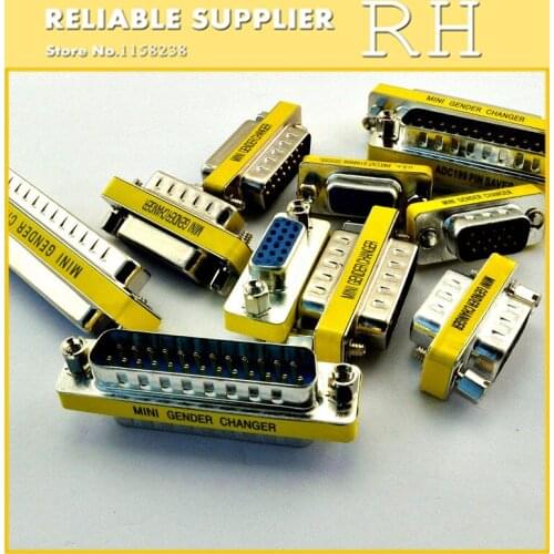 10PCS/lot DB9/DB15/DB25/DB37 Serial port conversion head RS232 Mother to mother Male to male Male to mother