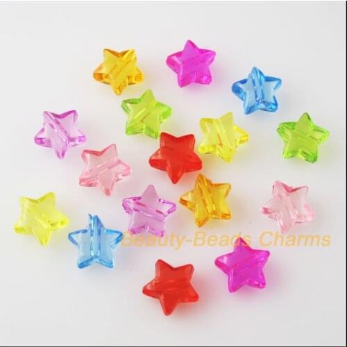 100 New Charms Acrylic Plastic Tiny Star Spacer Beads Mixed 11.5mm