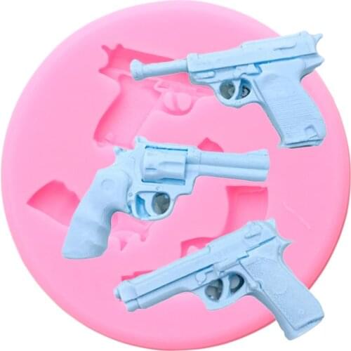 3D Pistol Toy Weapon Silicone Mold Baby Birthday Cake Decorating Tools Fondant Molds Candy Polymer Clay Chocolate Gumpaste Mould