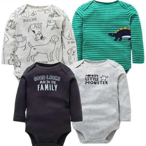 4 PCS/LOT Newborn Baby Clothing 2020 New Fashion Baby Boys Girls Clothes 100% Cotton Baby Bodysuit Long Sleeve Infant Jumpsuit