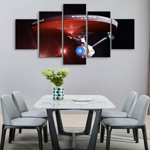 5pcs Star Trek Movie Poster Canvas Wall Art Painting Spaceship Poster Wall Paintings for Bedroom Wall Decor Framed