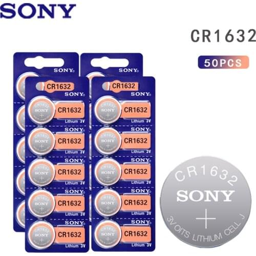50Pcs original new battery for Sony cr1632 3v button cell coin batteries for watch computer ECR1632 cr 1632 Lithium Batteries