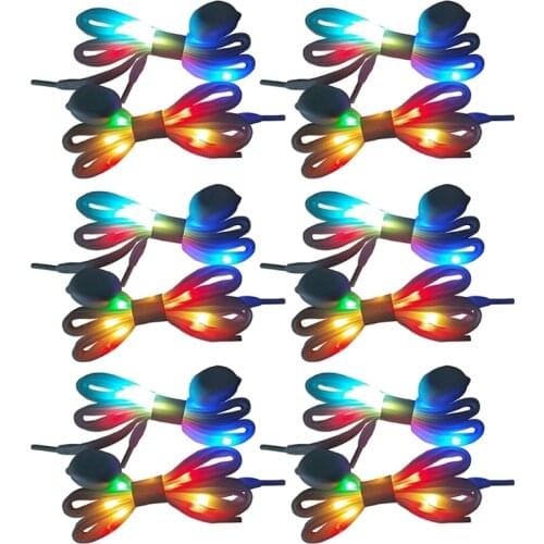 6 Pairs LED Light Up Shoelaces with Multicolor Flashing Waterproof Shoelaces Kit