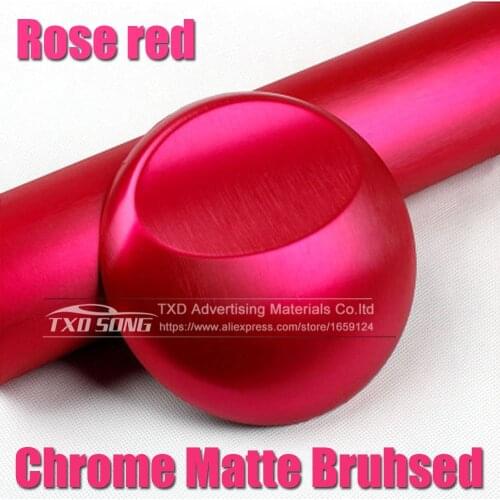 Car styling Rose red Chrome matte Metallic Brushed Aluminum Vinyl car Wrap Film With Bubble Free Air Release Car Stickers Decal