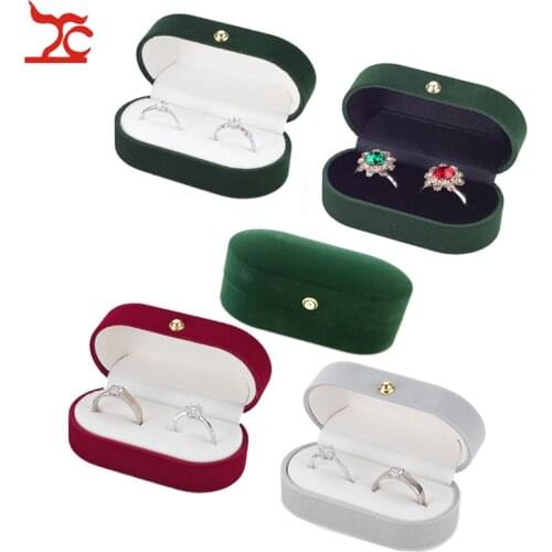 Velvet Ring Box Double Stud Jewelry Packaging Case Wedding Earrings Storage Holder Organizer Gift Showcase