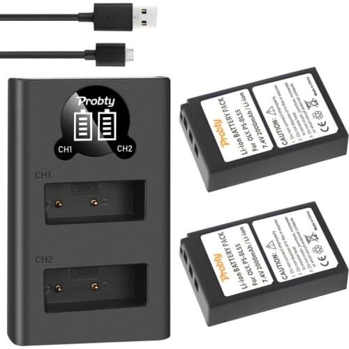 BLS5 BLS-5 BLS5 BLS-50 Battery + LED USB Dual Charger for Olympus PEN E-PL2 E-PL5 E-PL6 E-PL7 E-PM2 OM-D E-M10