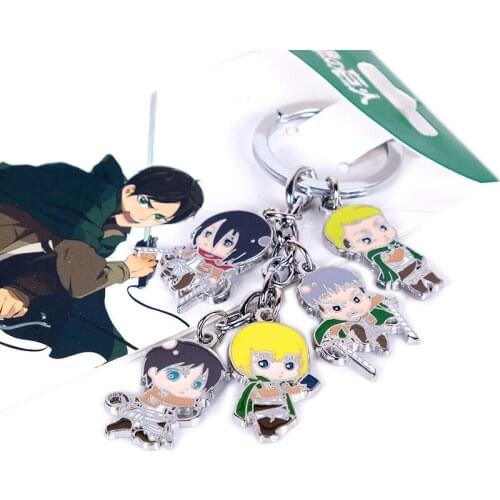 Attack on Titan Scouting Legion Keychain Keyring 4 In 1 Set Metal Pendants Figure Key Holder Cosplay Accessories Gift