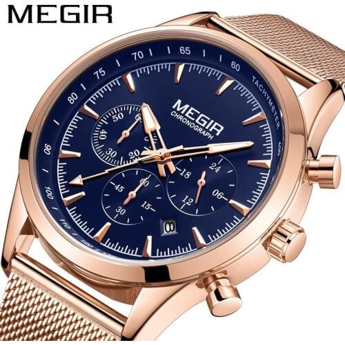 MEGIR New Fashion Quartz Waterproof Business Sports Mens Watch Trend Multifunctional Luminous Watches Male Relogio Masculino 21