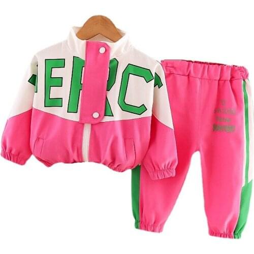 2021 Spring Autumn Baby Girl Clothes Children Letter Sport Jacket Pants 2Pcs/Sets Toddler Costume Boys Clothing Kids Tracksuits