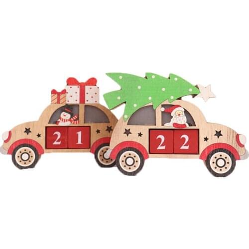 Wooden Christmas Calendar Photography Props Home Decoration Small Ornaments Glowing Merry Christmas Crafts Gift