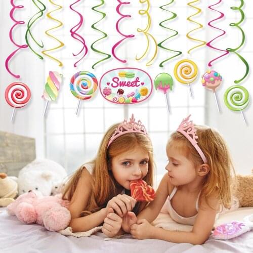 Baby Shower Lollipop Theme Girls Party Favors PVC Spiral Hanging Swirls Kids Birthday Parties Decorations Wedding Party Supplies