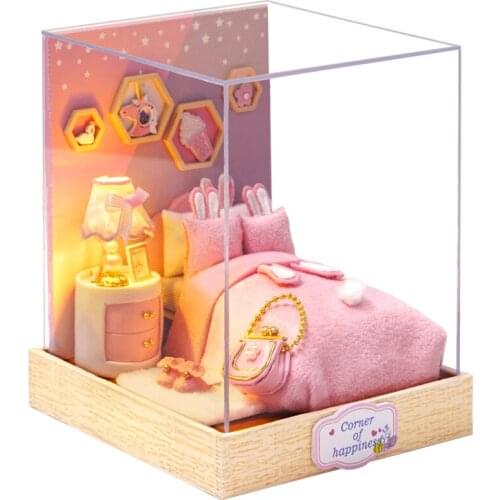 DIY Doll Houses Toy Miniature 3D Doll House Wooden Dollhouse Furniture Kit Toys for Children Gifts QT028 Heart Time