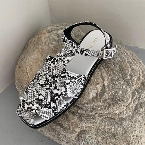 Brand Design Women Fashion Sandals Comfortable Casual Shoes Snake Skin Pattern Sexy Women Sandals Female Super Low Heel Shoes