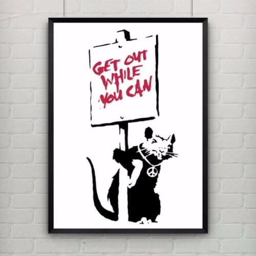 Canvas Art Rat by Banksy Print Graffiti Art Modern Art Canvas Painting Poster Provocative Humor Wall Picture NO Frame