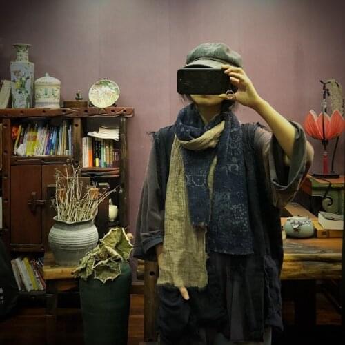 Johnature Leisure Women Scarfs 2021 New Autumn Winter Patchwork Fashion Scarf 3 Colors Vintage Linen Ladies Clothes Scarves