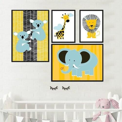 High-Definition Nordic Style Animal Giraffe Lion Koala Decorative Canvas Painting Childrens Room Living Fresco Wall Pictures