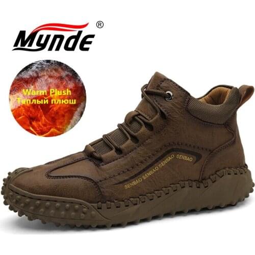 Classic Winter Mens Boots Warm Mens Snow Boots Leather Autumn Mens Ankle Boots Moccasins Outdoor Waterproof Mens Sneakers