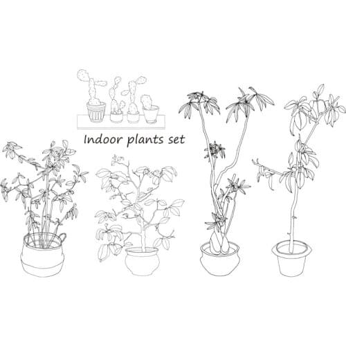 KLJUYP Indoor Plants Set Clear Stamps Scrapbook Paper Craft Clear stamp scrapbooking07041
