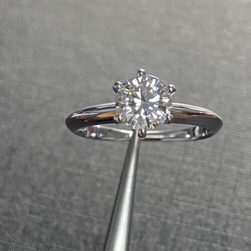 925 Sterling silver fashion ring moissanite Classic 1ct Diamond jewelry Moissanite wedding Ring For girl Gift