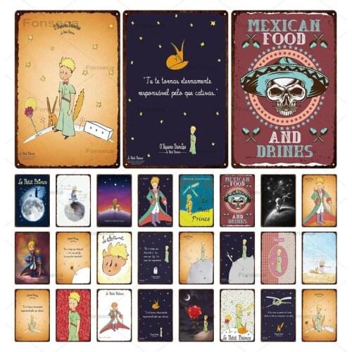 Le Petit Prince Plaque Vintage Metal Poster Coffee Bar House Kids Room Healing Wall Decor Modern Cartoon Tin Sign Iron Plate