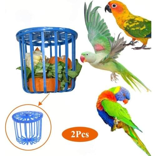 Cute Bird Parrot Feeder Cage Fruit Vegetable Holder Cage Accessories Hanging Basket Container Toys Pet Bird Supplies