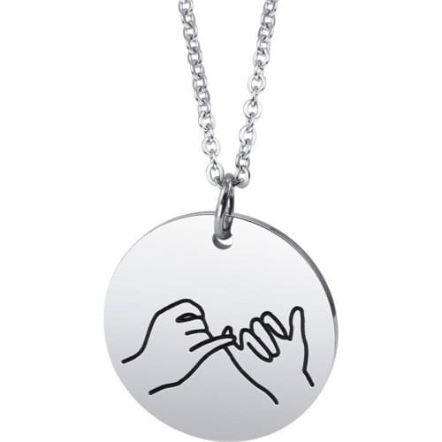 Fashion Engraved Forever Pinky Promise Pendant Necklace for Couples Women Men Boyfriend Girlfriend Anniversary Gift Jewelry