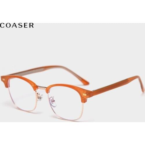 Winter Fashion Women Glasses Frame Acetate Leg TR90 Large Round Matel Frame Men Optical Prescription Eyeglasses Square Eyewear