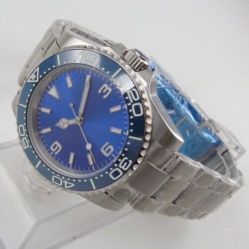 40mm Sterile Blue Dial Sapphire Glass Luminous Ceramic Bezel MIYOTA 8215 Automatic Movement Mens Watch