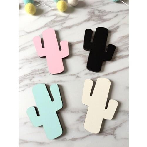 1Pc Candy Colors Wall Hook Child Room Decoration Solid Wood Clothing Store Nordic Cactus Hook Up Birthday Gift Wall Decoration
