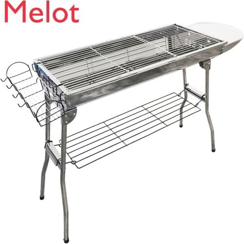 Stainless Steel Barbecue Grill Outdoor Skewers Thickened Barbecue Stove Household Charcoal Outdoor Barbecue Tools Foldable
