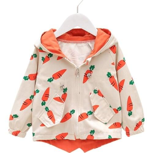 Toddler Girl Fall Clothes 2020 Children 0-4 Yrs Old Cute Loose Cartoon Print Hooded Windbreaker Jacket Kids Coat Children Jacket