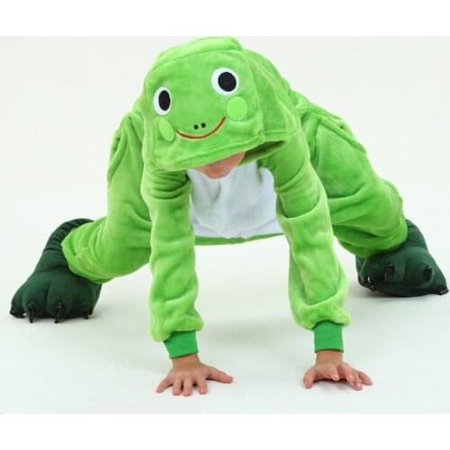 Children one piece pajamas animal frog cosplay pajamas for 3-10years kids boys girl soft flannel sleepwear nightwear clothes