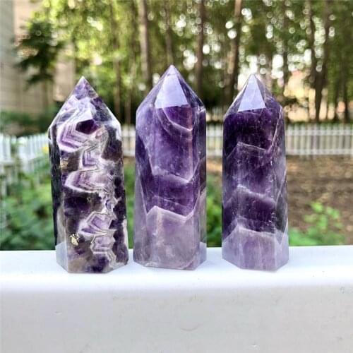 Wholesale Natural Dream Amethyst Hexagonal Column Crystal quartz Point Healing Wand Mineral Crystal Home Decoration Stone