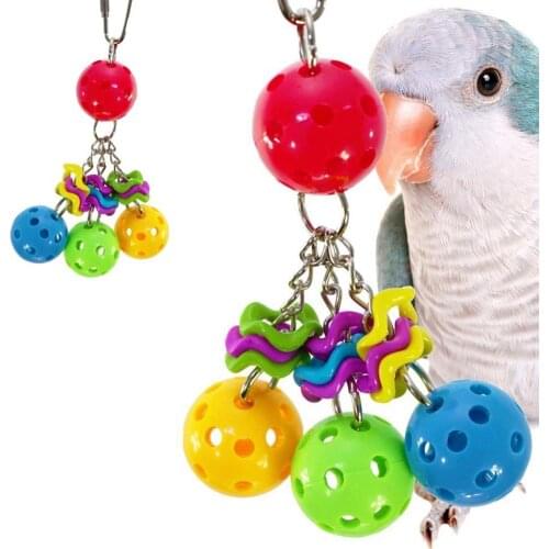 Colorful Ball Parrot Bird Parakeet Bite Climbing Play Hanging Toy Pet Cage Decor Small Bunches Of Grapes Woven Entertainment Toy
