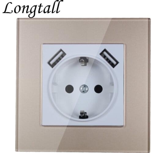 USB Wall Socket charger Free shipping Double USB Port 5V 2A usb wall outlet high quality Gold Acrylic LDG-03