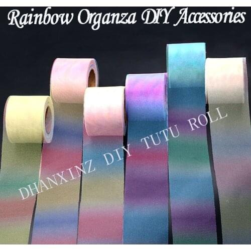 25yards 6cm Rainbow hot silver dot mesh roll Rainbow small dot mesh yarn roll DIY manual wholesale Bow accessories Dots