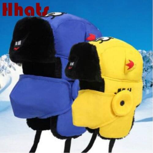 Family size cartoon bomber hat fleece lining thick warm women girl winter hat casual outdoor windproof earflap ski cap bonnet