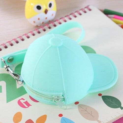 Silicone Ladies Coin Purse Key Case cute Baseball Cap Coin Purse Zipper Girl USB Cable Earphone Storage Bag Holiday Gift