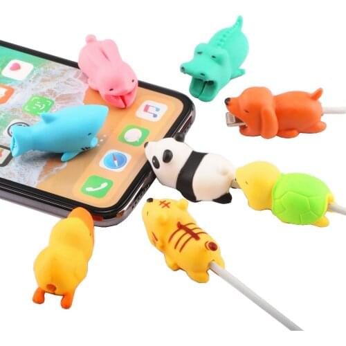 Cute Cable protector Animal doll Cable bite protector usb cable organizer winder chompers charger wire holder for iphone cable