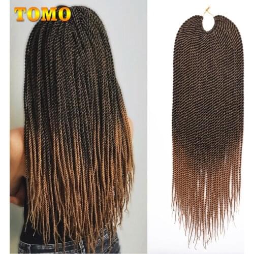TOMO 16 20Inch Senegalese Twist Crochet Braids Hair 30Roots Small Synthetic Braiding Hair Extensions For Women Ombre Twist Hair