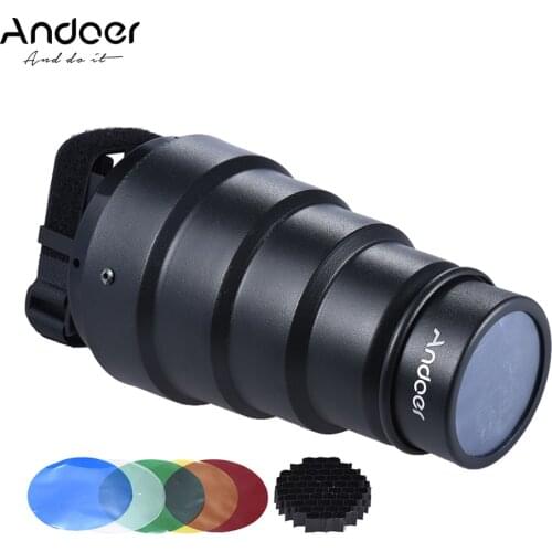 Andoer Conical Snoot Light Modifier w/ 50 Degree Honeycomb Color Filter for Neewer Canon Nikon Photography On-camera Speedlite