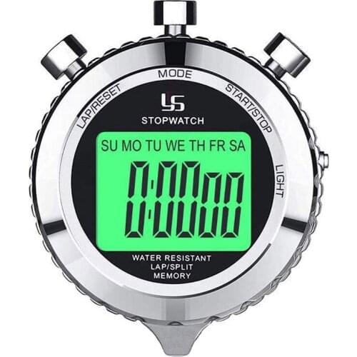 YS Digital Stopwatch Timer Metal Stop Watch with Backlight, 2 Lap Stopwatch Timer for Sports Competition